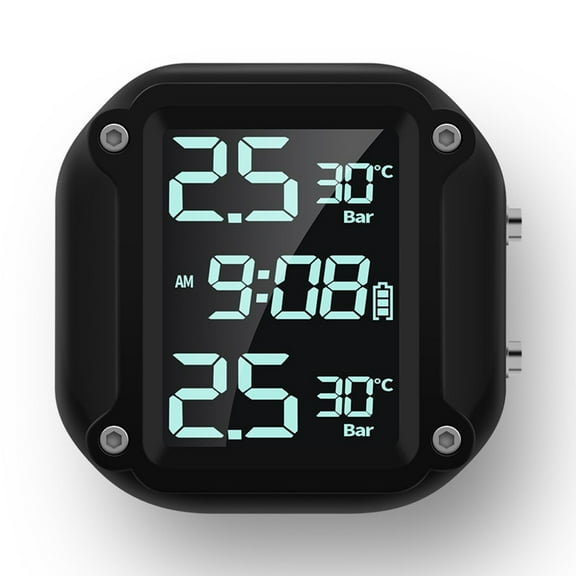 Wireless Motorcycle TPMS Tire Pressure Monitor With 2 External Sensors
