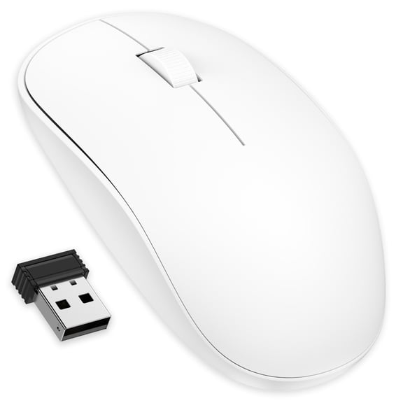 Wireless Mouse,1Pack 2.4GHz Wireless Computer Mouse with USB Receiver Wireless USB Dongle,3 Buttons,Portable Cordless USB Mice for Laptop,PC,Computer,HP, Windows,Chromebook,Notebook,Mac,Desktop,White