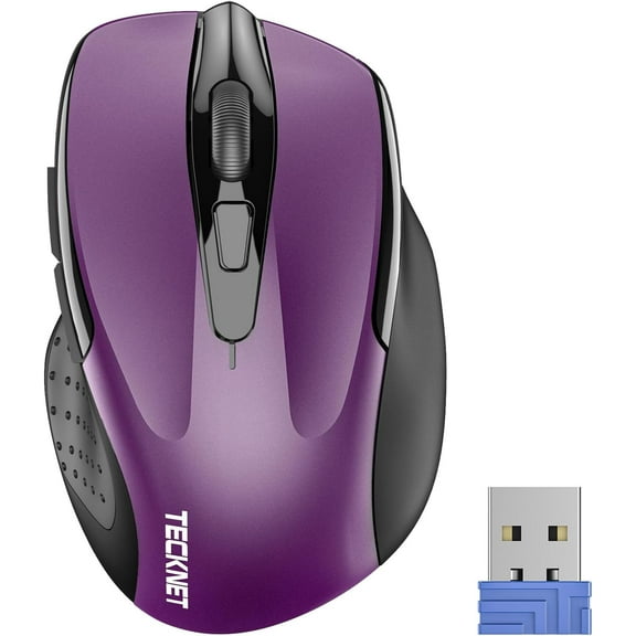 Wireess Mouse 2.4G Ergonomic Optica Mouse Computer Mouse for aptop PC Computer Chromebook Notebook 6 Buttons 24 Months Battery ife 2600 DPI 5 Adjustment eves - Purpe