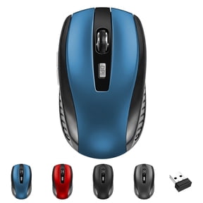 SANPTENT Wireless Mouse, Ergonomic, 2.4 GHz Optical, DPI Adjustable, Compatible With PC, Mac, Laptop, 6 Buttons - Blue