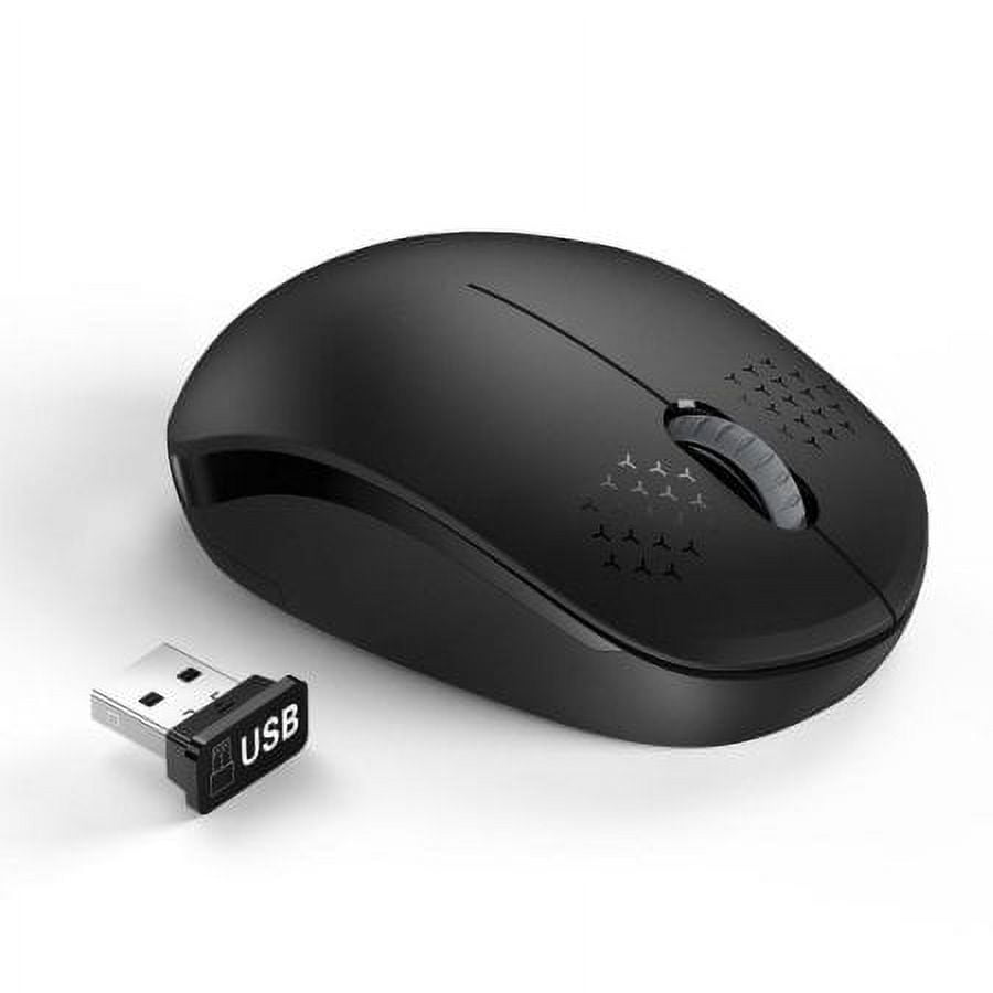 Wireless Mouse 2.4G Mini Mouse Optical Silent-Click Mouse For Laptop,  Computer, PC, Mac (Black)