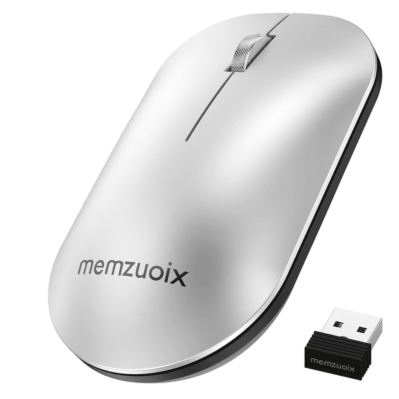 Wireless Mouse 2.4G, Quiet Clicks Computer Mouse with USB Nano Receiver,Compact Cordless Mice, Plug & Play Compatible with Laptop Chromebook PC Tablet Windows Mac OS Silver