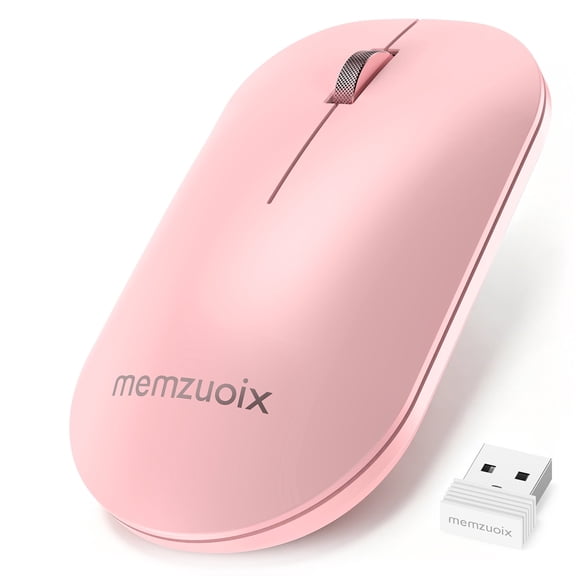 Wireless Mouse 2.4G, Quiet Clicks Computer Mouse with USB Nano Receiver,Compact Cordless Mice, Plug & Play Compatible with Laptop Chromebook PC Tablet Windows Mac OS Pink