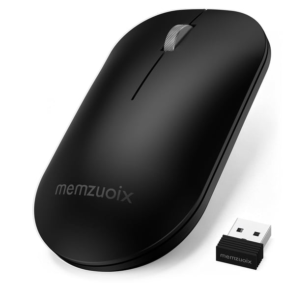 Wireless Mouse 2.4G, Quiet Clicks Computer Mouse with USB Nano Receiver,Compact Cordless Mice, Plug & Play Compatible with Laptop Chromebook PC Tablet Windows Mac OS Black