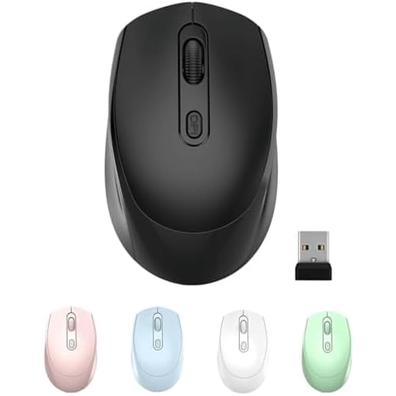 Wireless Mouse, 2.4G, Silent, USB Nano Receiver, for Laptop, Chromebook, PC, Mac, Windows and School Work (Black)
