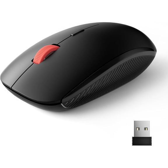 Wireless Mouse, 2.4G Slim Mini Cordless Computer Mouse, Ergonomic Grips, 5-Level Adjustable 4000 DPI,Small Portable Optical Computer Mice for Laptop, PC, Mac, iPad,24-Month Battery Life (Black)