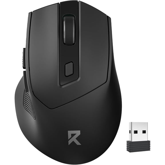Wireless Mouse, 2.4GHz Ergonomic Optical Mouse with USB Receiver, 18 Months Battery Life, 5-Level 4000 DPI, 6 Button Computer Mouse for Laptop, Windows, Mac, PC, Chromebook