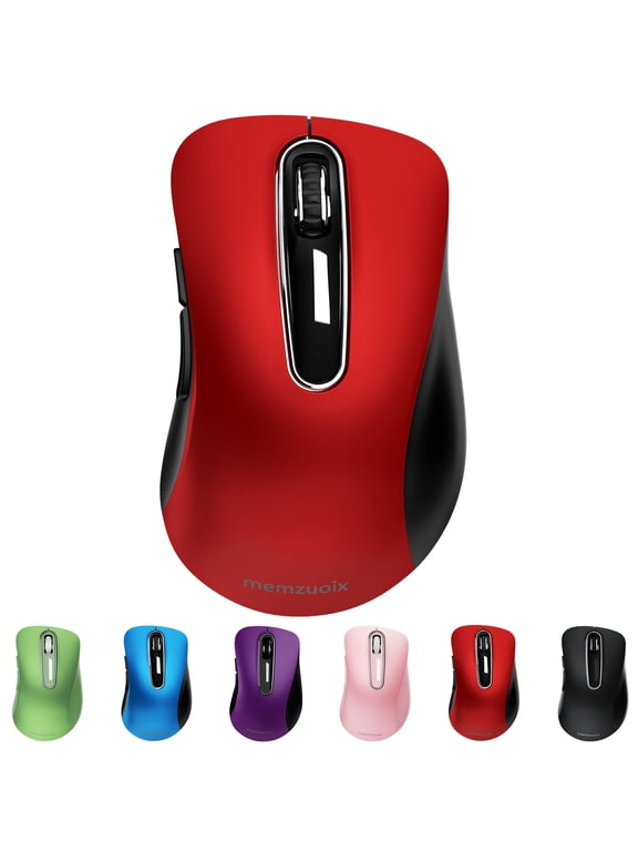 Wireless Mouse, 2.4GHz with USB Receiver, 1400 DPI Optical Tracking, 5 Buttons,Ambidextrous PC/Mac/Laptop - Red