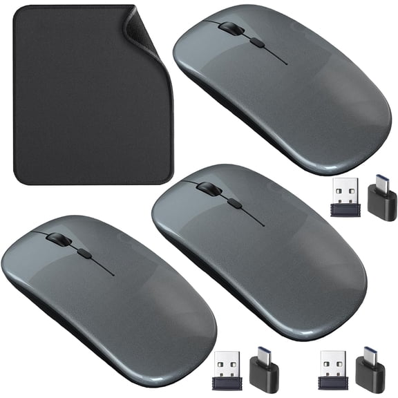 Wireless Mouse,3 Silent Mouse and 1 Mice Pad Combo,Portable Mobile Optical Office Mice, 2.4 GHz with USB Mini Receiver,3 Adjustable DPI for Notebook, PC, Laptop, Computer, Desktop- 3 Grey