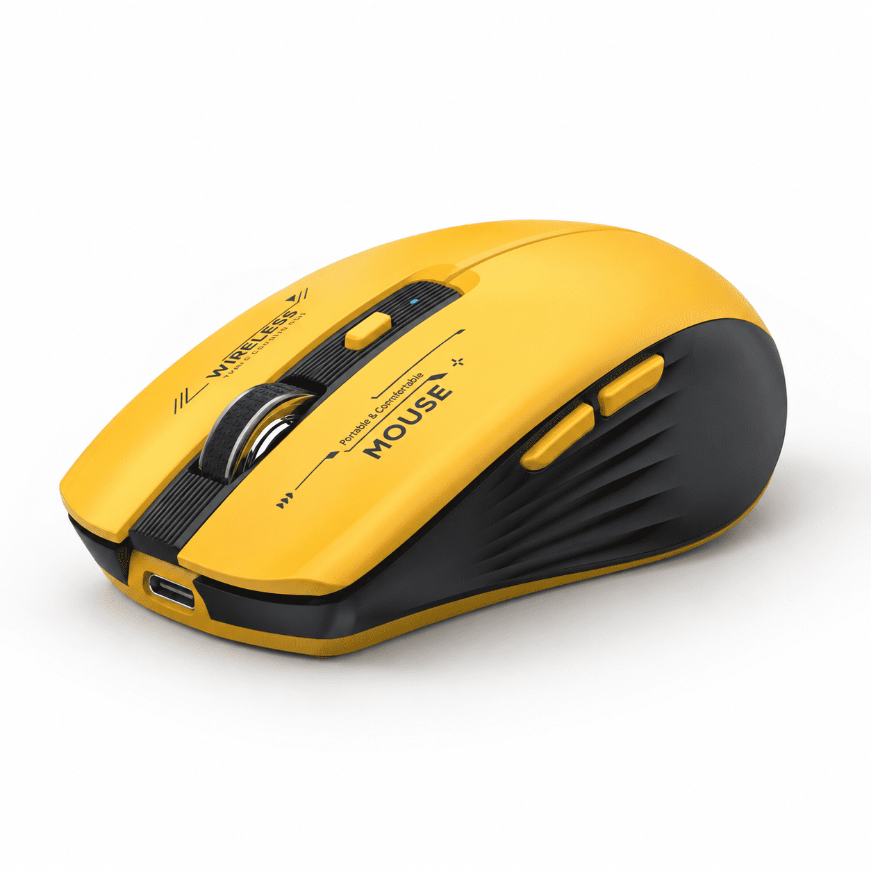 Wireless Mouse, Black and Yellow, Tri-Device Compatible for PC, Laptop ...