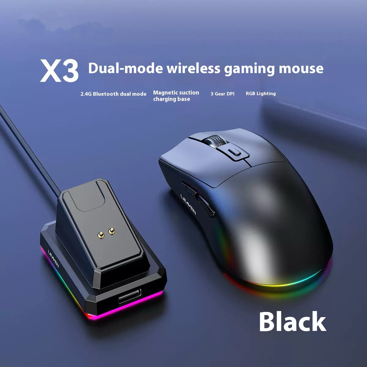 Wireless Mouse Bluetooth 2.4G Dual Mode Rechargeable with Charging Dock Backlight LED High Cost-Effective for Laptop PC Mac ​