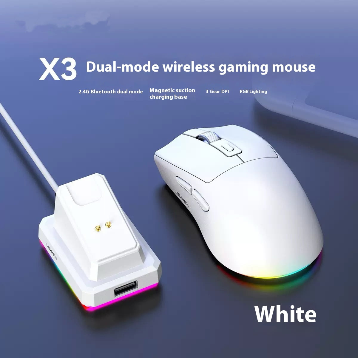Wireless Mouse Bluetooth 2.4G Dual Mode Rechargeable with Charging Dock Backlight LED High Cost-Effective for Laptop PC Mac ​