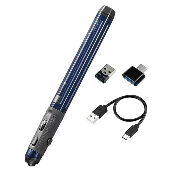 Wireless Mouse Bluetooth 3 Modes Charging Pen USB-A Type-C Type Novelty Universal for Home Office Computer Blue,1 x Mouse pen 1 x Charging cable 2 x Adapters,Blue