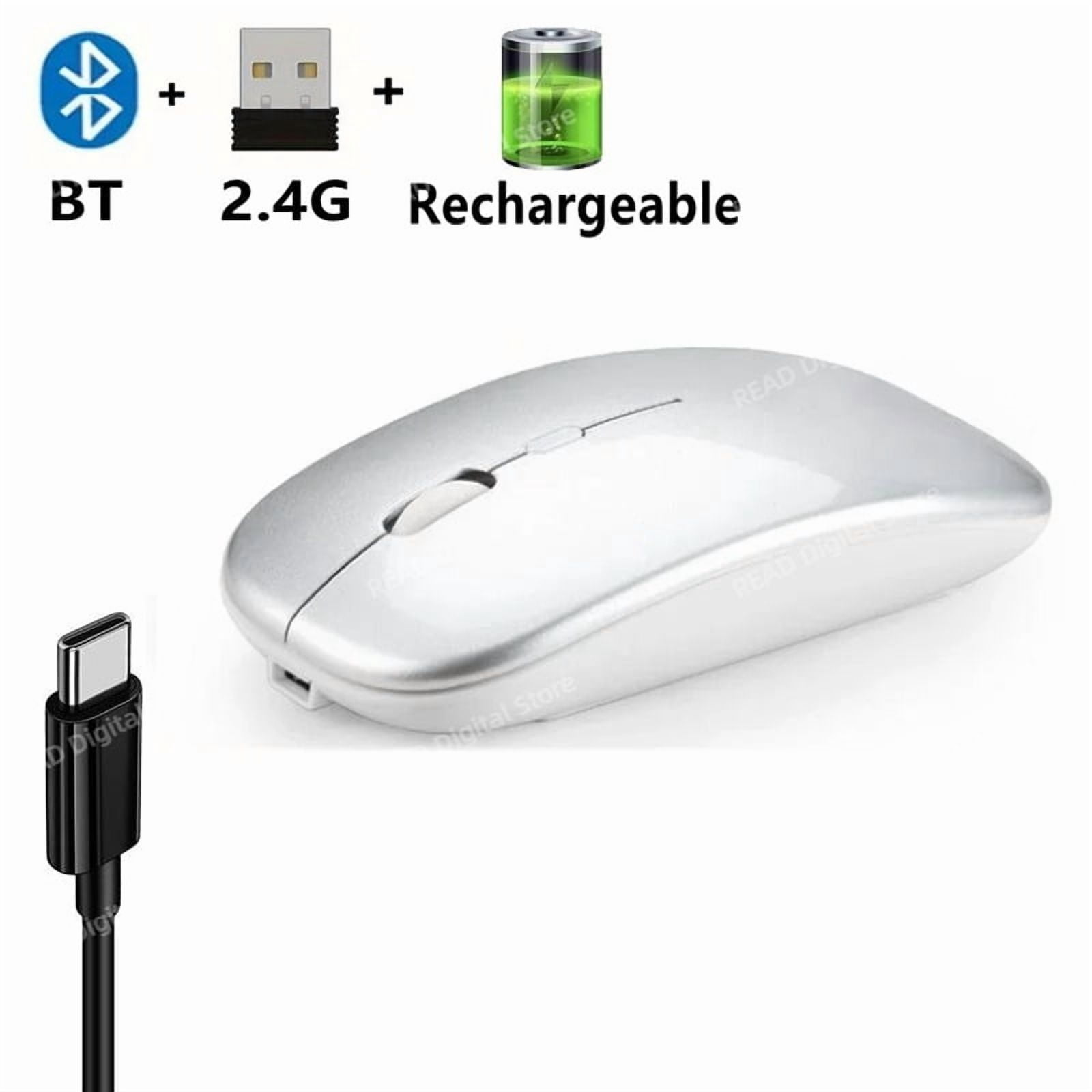 Wireless Mouse Bluetooth-Compatible Gaming Mouse (Dual Mode:BT+2.4Ghz) Ergonomic Rechargeable Mice for PC/Laptop/Macbook