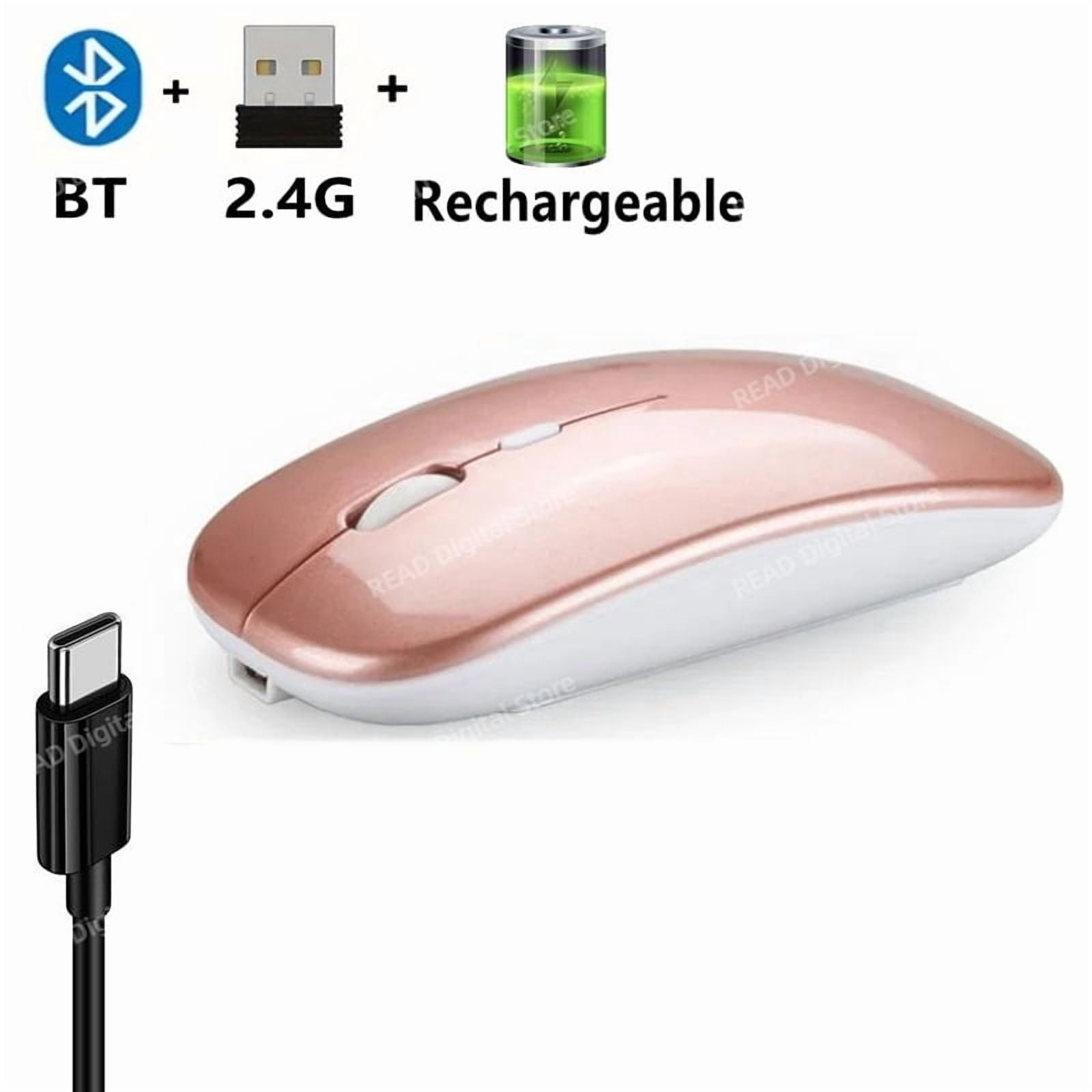 Wireless Mouse Bluetooth-Compatible Gaming Mouse (Dual Mode:BT+2.4Ghz) Ergonomic Rechargeable Mice for PC/Laptop/Macbook