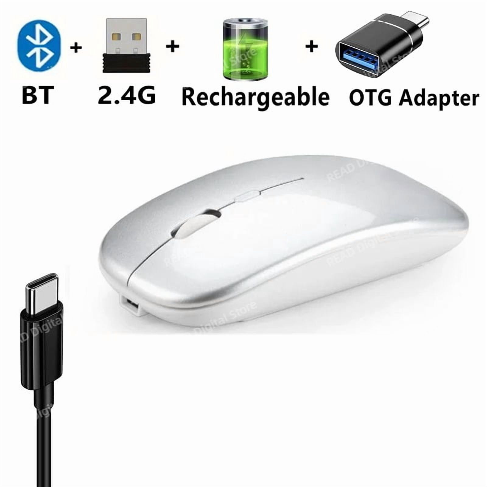 Wireless Mouse Bluetooth-Compatible Gaming Mouse (Dual Mode:BT+2.4Ghz) Ergonomic Rechargeable Mice for PC/Laptop/Macbook