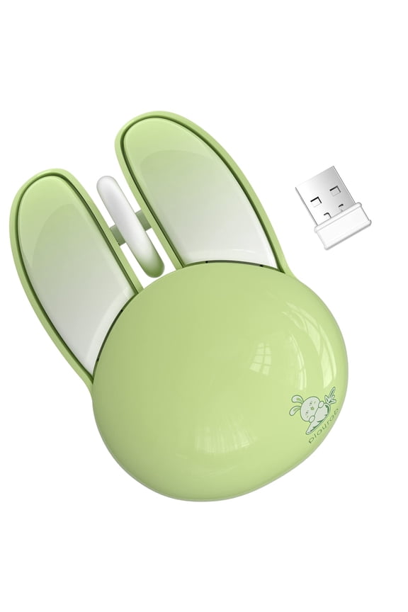 Wireless Mouse Bluetooth Cute Bunny Shape Small Quiet USB Optical Silent Funny Travel Cordless Mice for PC Laptop Desktop Computer Mac Macbook Air Pro Dell HP Chromebook Kids Women Men Gift, Green