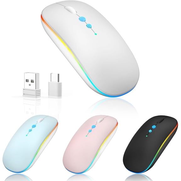Wireless Mouse Chargeable Portable Silent USB and Type-C Dual Mode Wireless Mouse 3 Adjustable DPI for Laptop, Mac, Android, PC (Q23S Black) (Grey)