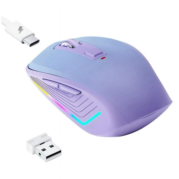 Wireless Mouse, Computer Mouse with RGB Backlit, Rechargeable Bluetooth Mice, Optical USB Mouse for Home Office