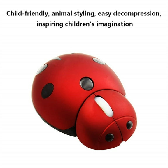 Wireless Mouse, Cordlless Silent Ladybug Mouse with USB Receiver 3000 DPI Portable Optical Mouse for PC Laptop Computer Desktop