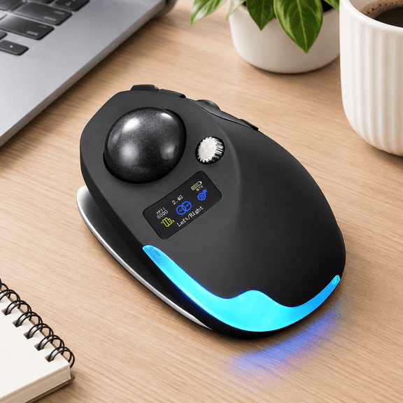 Wireless Mouse, Dual Mode Connection, 8000 CPI Adjustable Trackball Design with Display Screen