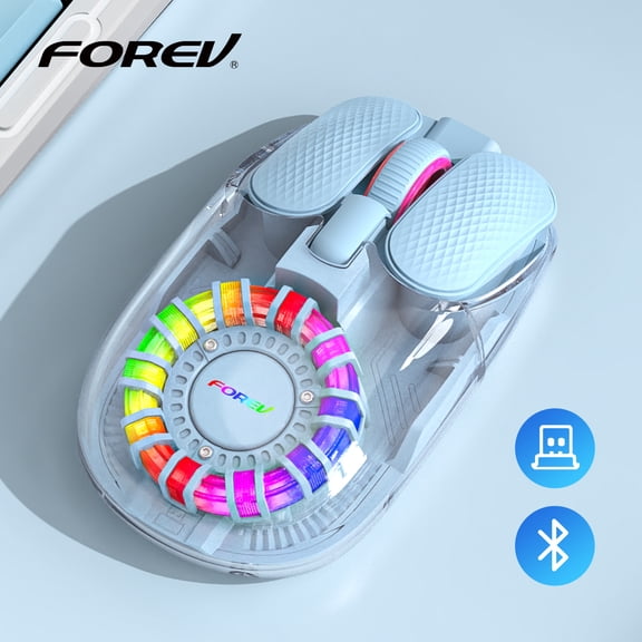 Wireless Mouse Dual Mode RGB Transparent Esports Bluetooth Mouse Portable PC Esports Laptop Gaming Mice PC Accessories