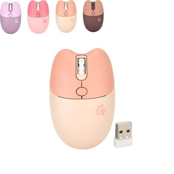 Wireless Mouse, Ergonomic Mouse, Wireless Compact Silent Mouse with Cute Rabbit Designs, Silent Mouse with USB Nano Receiver for Computer, Beige