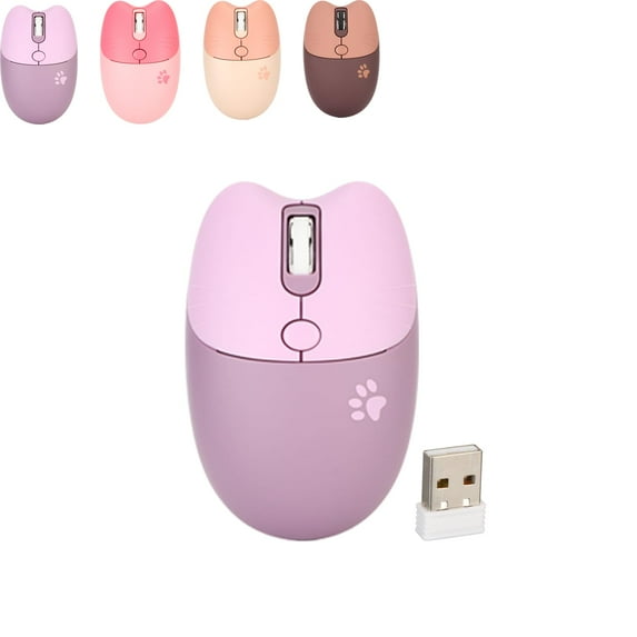 Wireless Mouse, Ergonomic Mouse, Wireless Compact Silent Mouse with Cute Rabbit Designs, Silent Mouse with USB Nano Receiver for Computer, Purple