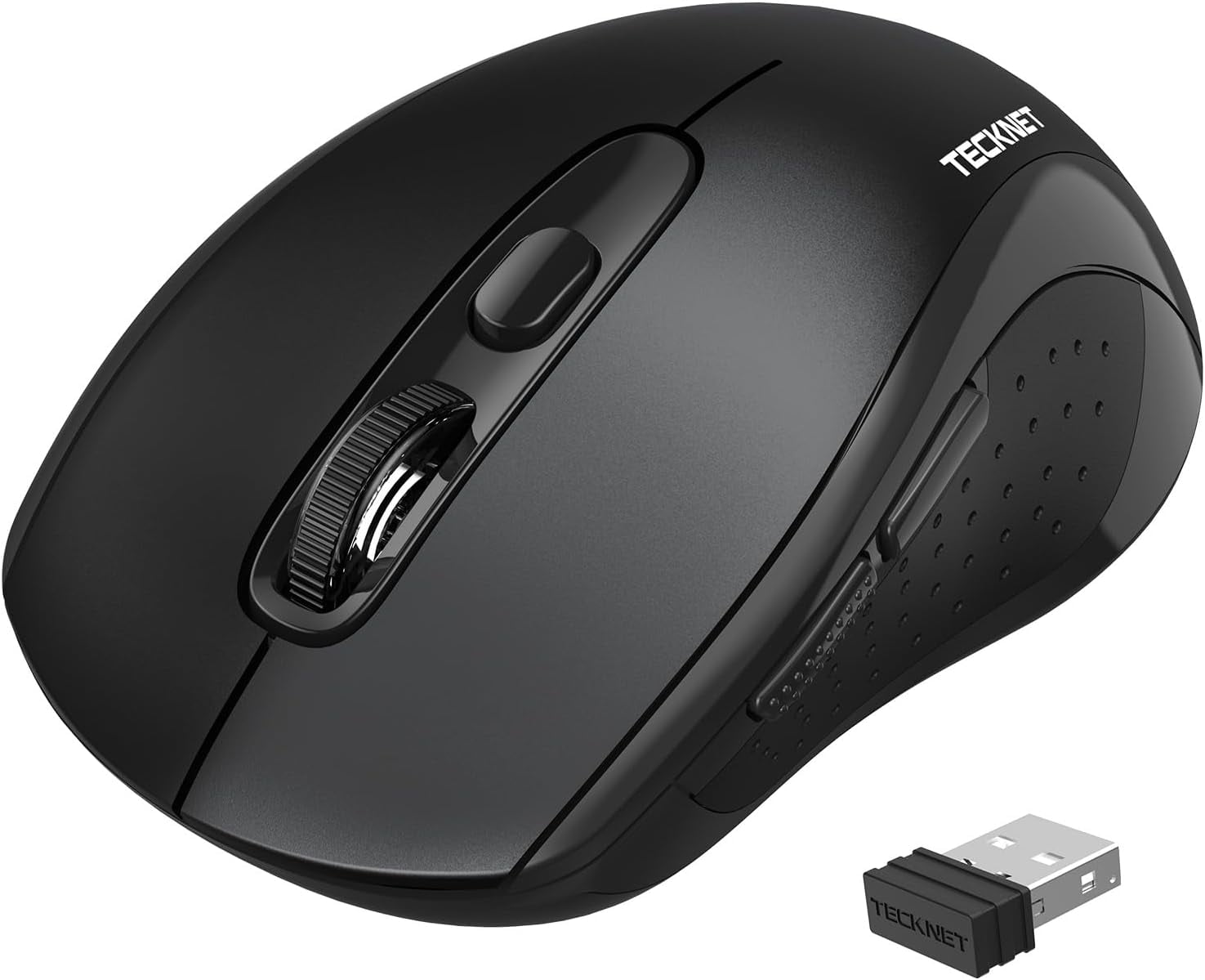 Wireless Mouse for Laptop, 2.4G Ergonomic Optical Mouse Silent Bluetooth Mouse(BT5.0) 4000DPI Adjust, Computer Portable PC Quiet Mice with USB-A Receiver & 6 Buttons for Mac, 18 Months Battery