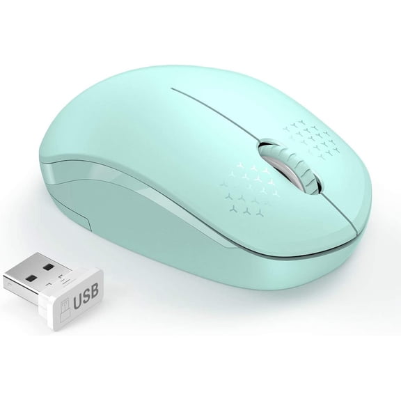 Wireless Mouse for Laptop, 2.4G Noiseless Mouse with USB Receiver - Optical Tracking Portable Computer Mice for Chromebook, PC, Tablet, Windows System, 24 Months Battery Life - Mint Green