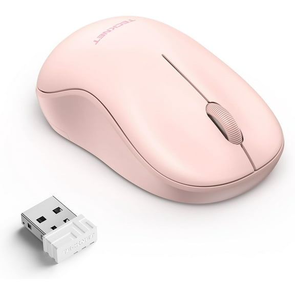 Wireless Mouse for Laptop, 2.4G Silent Computer Quiet Click with 5 DPI Levels,Contoured Grip,Small Portable 30 Months Battery Cordless Mice PC, Chromebook, Mac - Pink