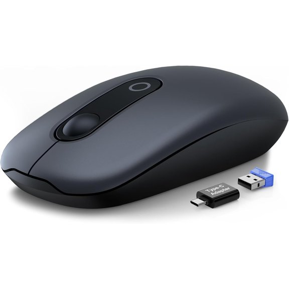 Wireless Mouse for Laptop, 2.4GHz Slim Compact & Portable Computer Mouse with USB-C Adapter, Cordless Office Mice with 3 Level DPI, Quiet Silent Optical Mice for PC Notebook Mac - M41 (Space Gray)