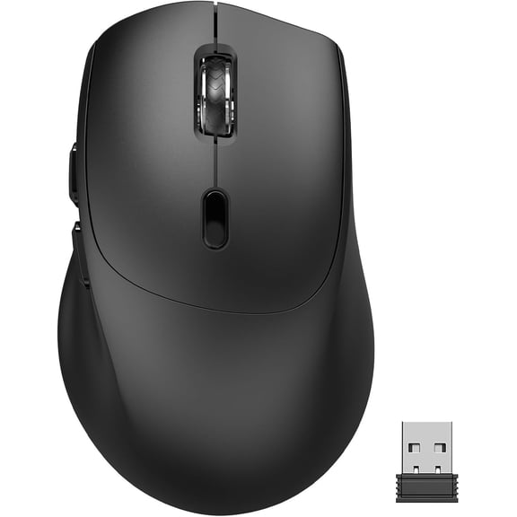 Wireless Mouse for Laptop, PC, Chromebook, Mac, MacBook, Notebook, Quiet Click, Ergonomic Design, 3 Levels Adjustable DPI, Side Buttons, USB Receiver, 2.4G Cordless Optical Computer Mice - Black