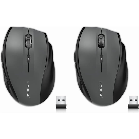 Wireless Mouse for Laptop, Portable Optical Computer Mouse, 6 Buttons, Cordless 2.4GHz with USB Receiver, 5-Level 4800 DPI, 18 Months Battery Life for PC Chromebook Windows Mac