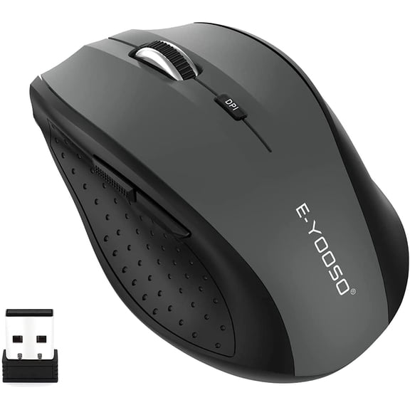 Wireless Mouse for Laptop, Portable Optical Computer Mouse, 6 Buttons, Cordless 2.4GHz with USB Receiver, 5-Level 4800 DPI, 18 Months Battery Life for PC Chromebook Windows Mac