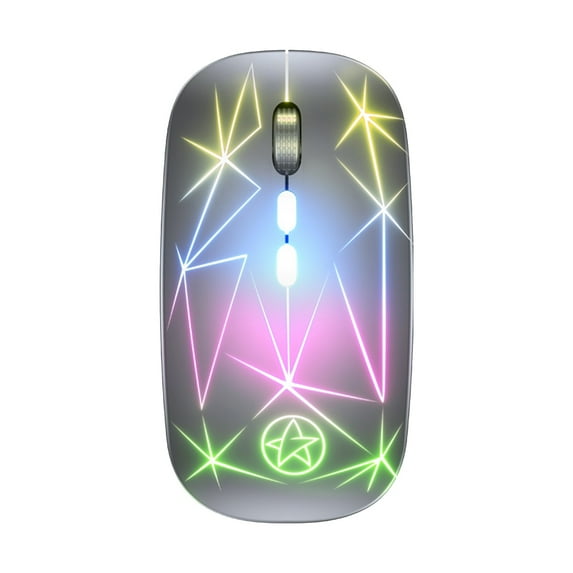 Wireless Mouse,Laptop Wireless Slim Mouse, Silent Rechargeable Mouse Metal Roller with USB Receiver for RGB Game Office