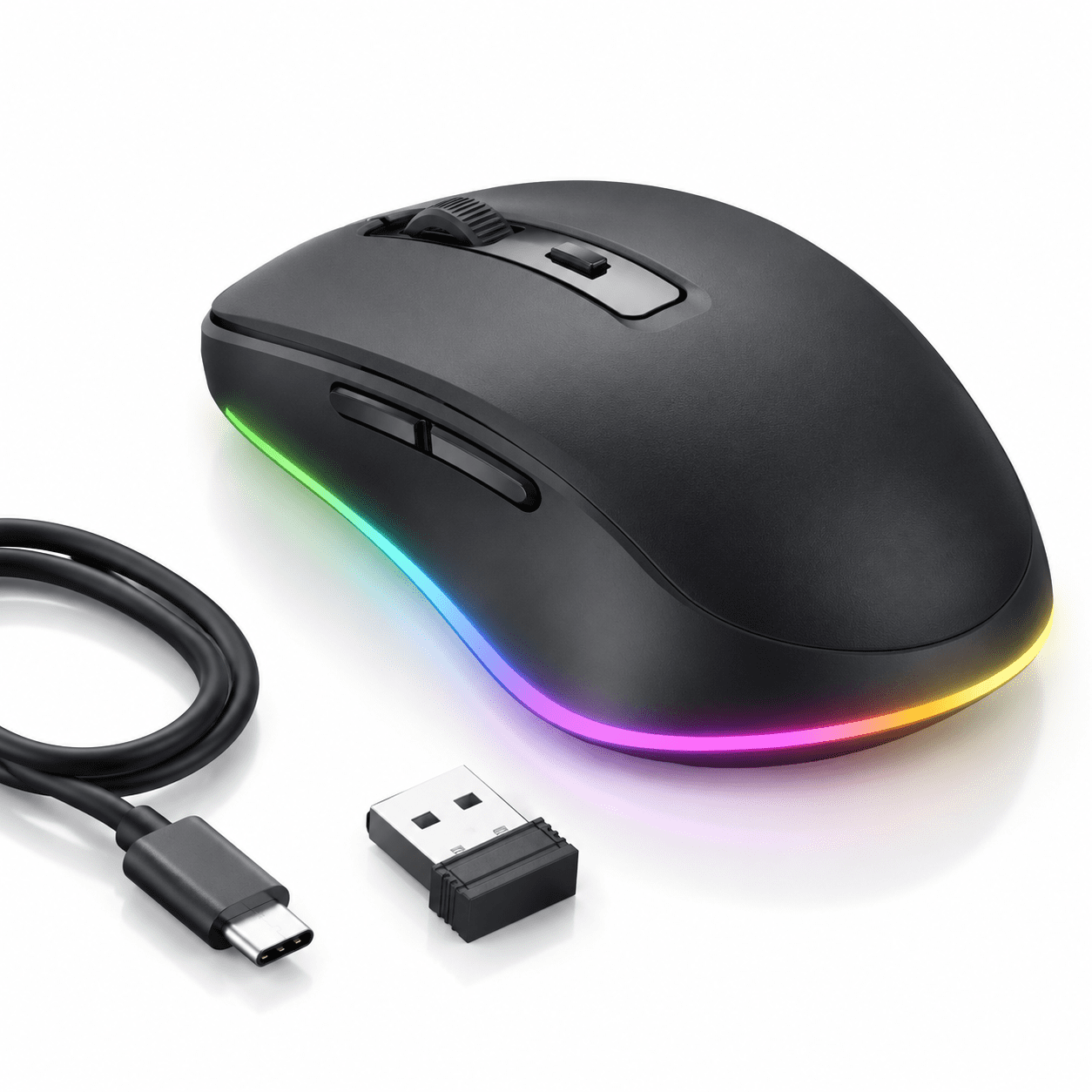 Wireless Mouse Led With Built-in Mover Black - Walmart.com