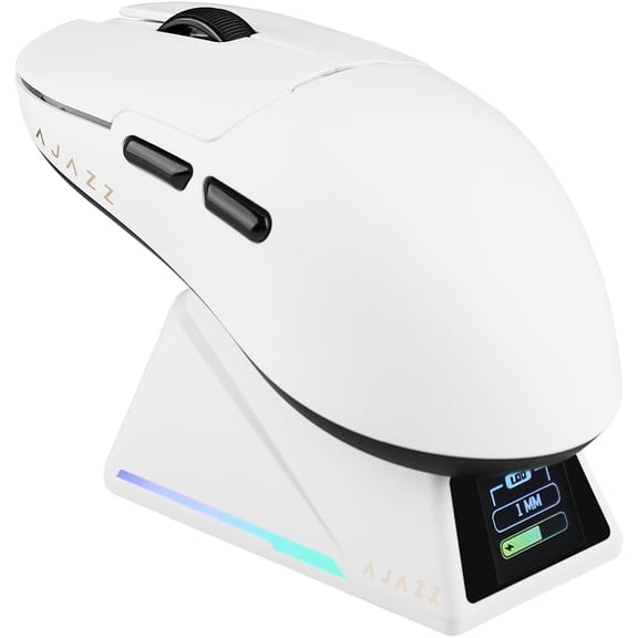 Wireless Mouse, Lightweight Gaming Mice, with Magnetic Charging Design and Display Screen, 42000 DPI, PAW3950 Sensor, BT/2.4G/Wired Connection, 400mAh Battery (Black)