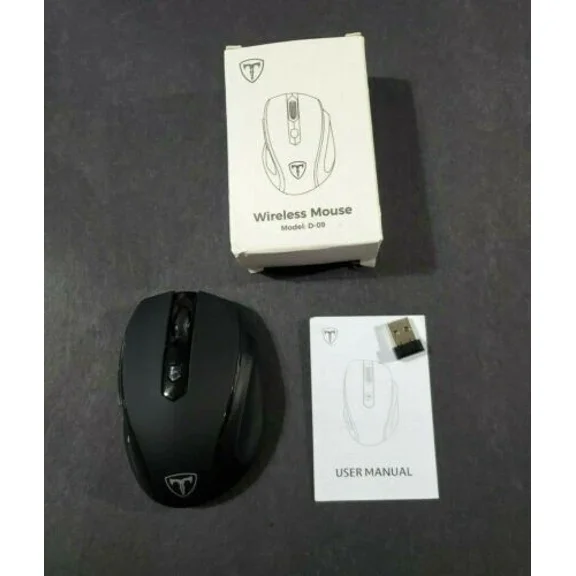 Wireless Mouse Model D-09 Scroll Wheel Black With Usb Receiver New