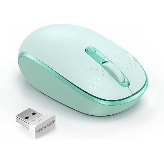 TECKNET Wireless Mouse,Mouse Silent Click,Wireless Mouse for Laptop,2.4G Mouse with USB Receiver,4 Buttons Portable Cordless Mice for Chromebook,Laptop,PC, Mac,800/1200/1600 DPI