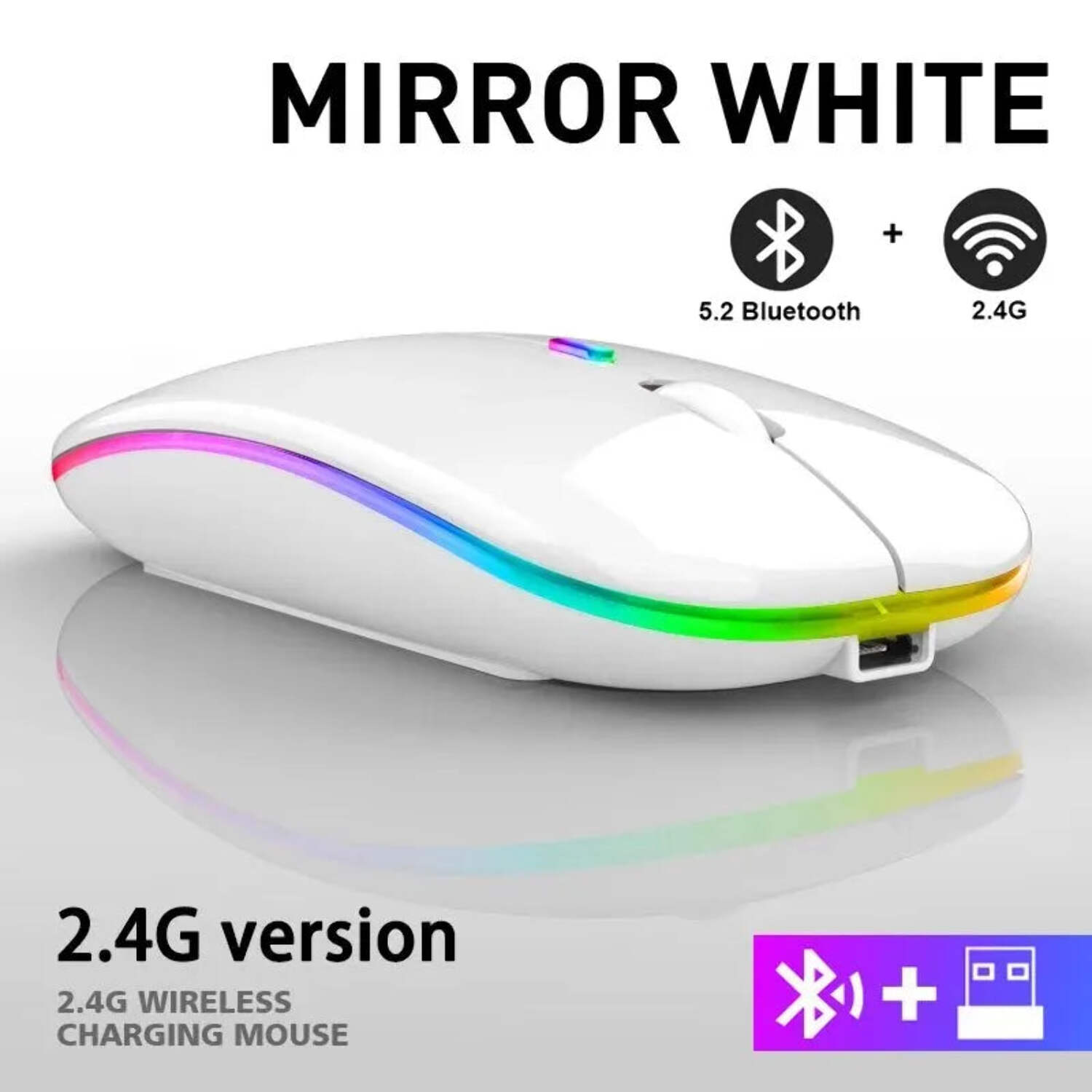 Wireless Mouse RGB Rechargeable Bluetooth Mice Wireless Computer Mause