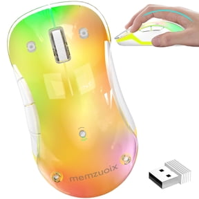 Wireless Mouse, Customizable Mouse Shell, Rechargeable with 9-Color Backlight, 1400 DPI, 2.4G USB, 5 Buttons, Long Battery Life, Wide Compatibility for PC, Laptop, Mac, PS5, and Tablet(Light yellow)