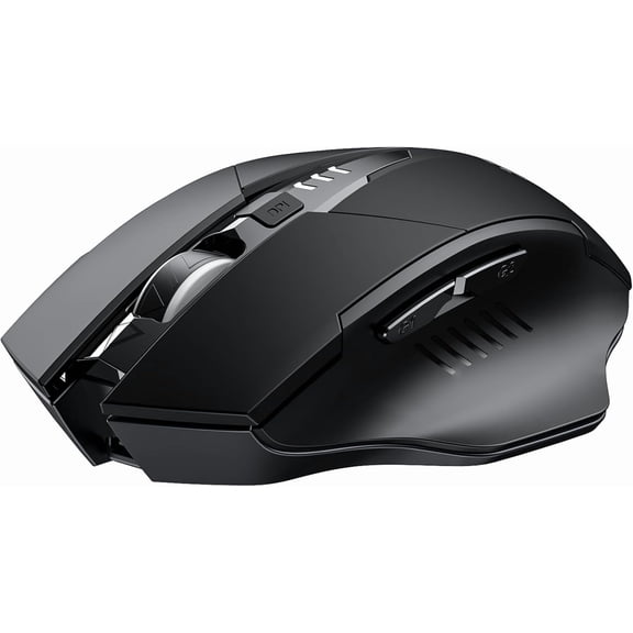 Wireless Mouse Rechargeable, Battery Visible, 2400 DPI, 6 Buttons, Ergonomic Large Mouse for Laptop, Computer, Mac, PC etc.