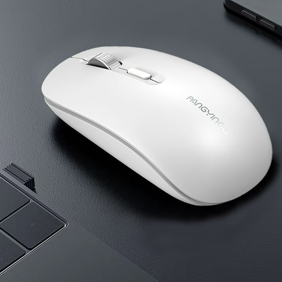 Wireless Mouse Rechargeable Bluetooth 2.4G Dual Mode Ergonomic Silent Click 1600DPI 500mAh Battery Power Saving Plug Play Silver