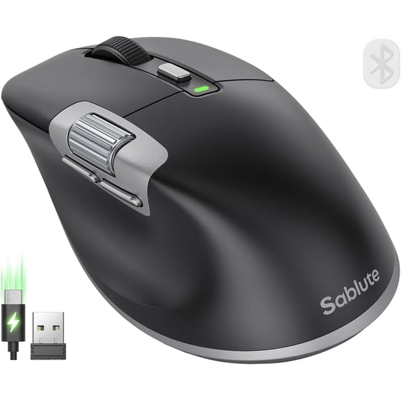 Wireless with Ultra-Fast Scrolling, Side Scroll, Wired+2.4G,+Dual Bluetooth, 800mAh Rechargeable, App-Customizable, Ergonomic, 8K DPI MAX, MAM6 Quiet Office Mice for Windows, MacOS