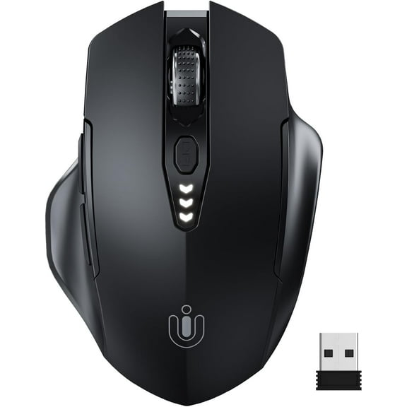 Wireless Mouse,Upgraded 2.4GHz Rechargeable (Battery Level Visible) Ergonomic Computer Mouse,4 Levels DPI, Wireless Mice for Laptop Computer(Matte Black)