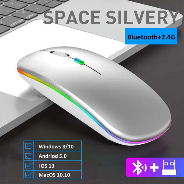 Wireless Mouse With LED Backlit USB Rechargeable