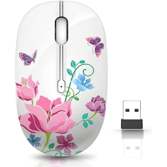 Wireless Mouse with Nano Receiver for PC, Laptop, Notebook, Computer, MacBook, Less Noise, Portable Mobile Optical Mice