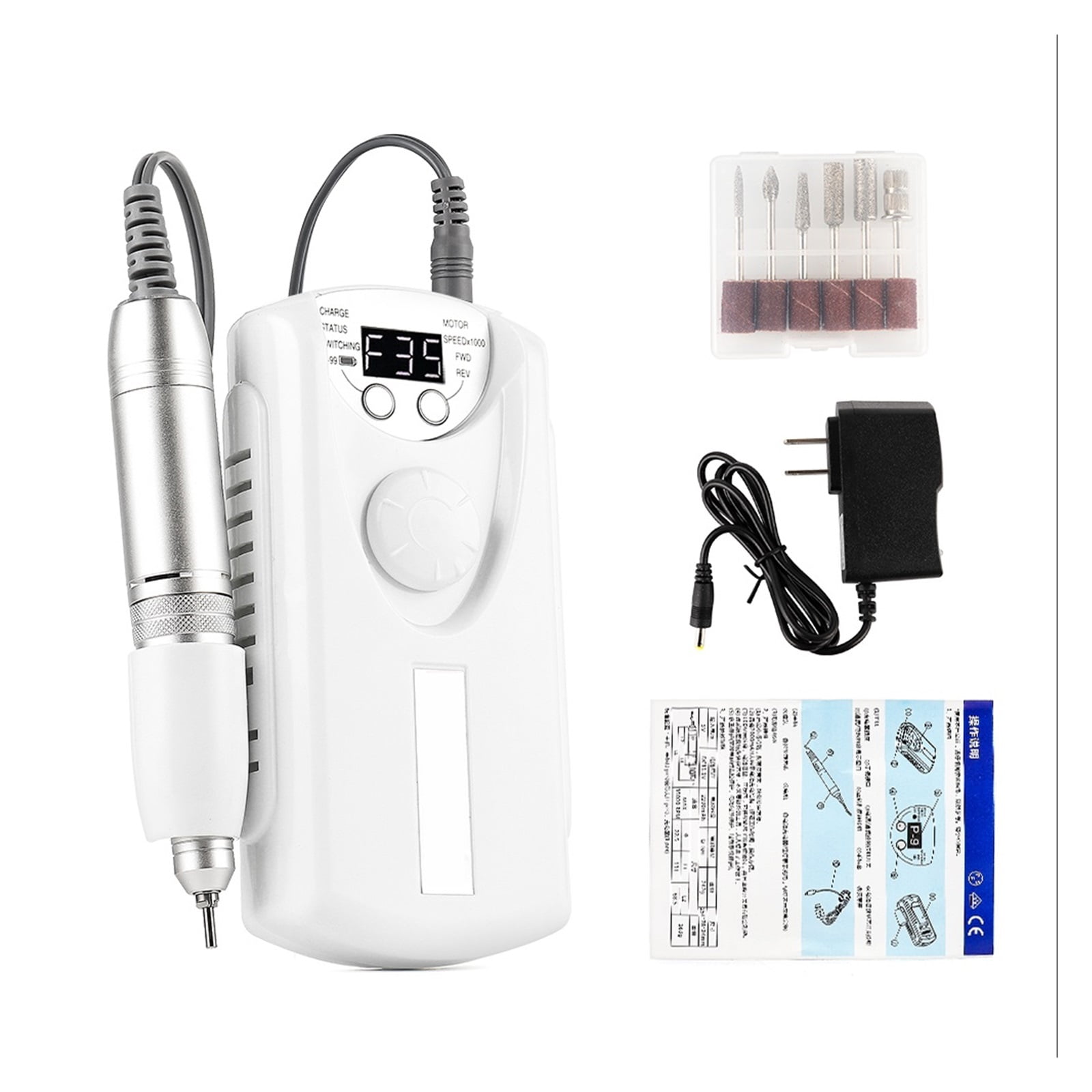 Wireless Nail Drill Manicure Grinder Machine 35000RPM Nail File Polishing Grinding Machine Nail Milling Cutter Nail Art Tool ,Lightweight and Portable