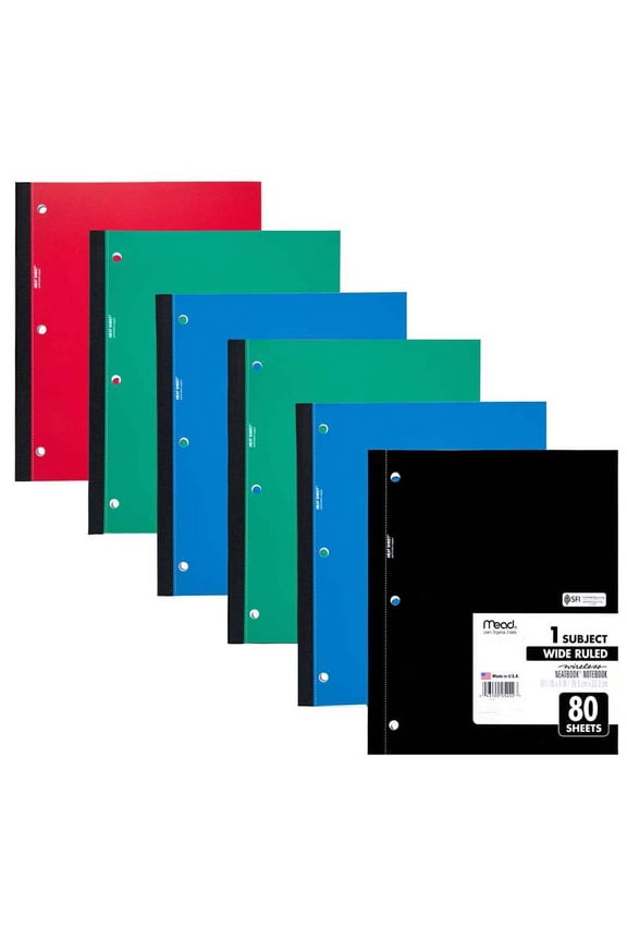 Wireless Neatbook Notebook, 1-Subject, Wide Ruled, Pack of 6